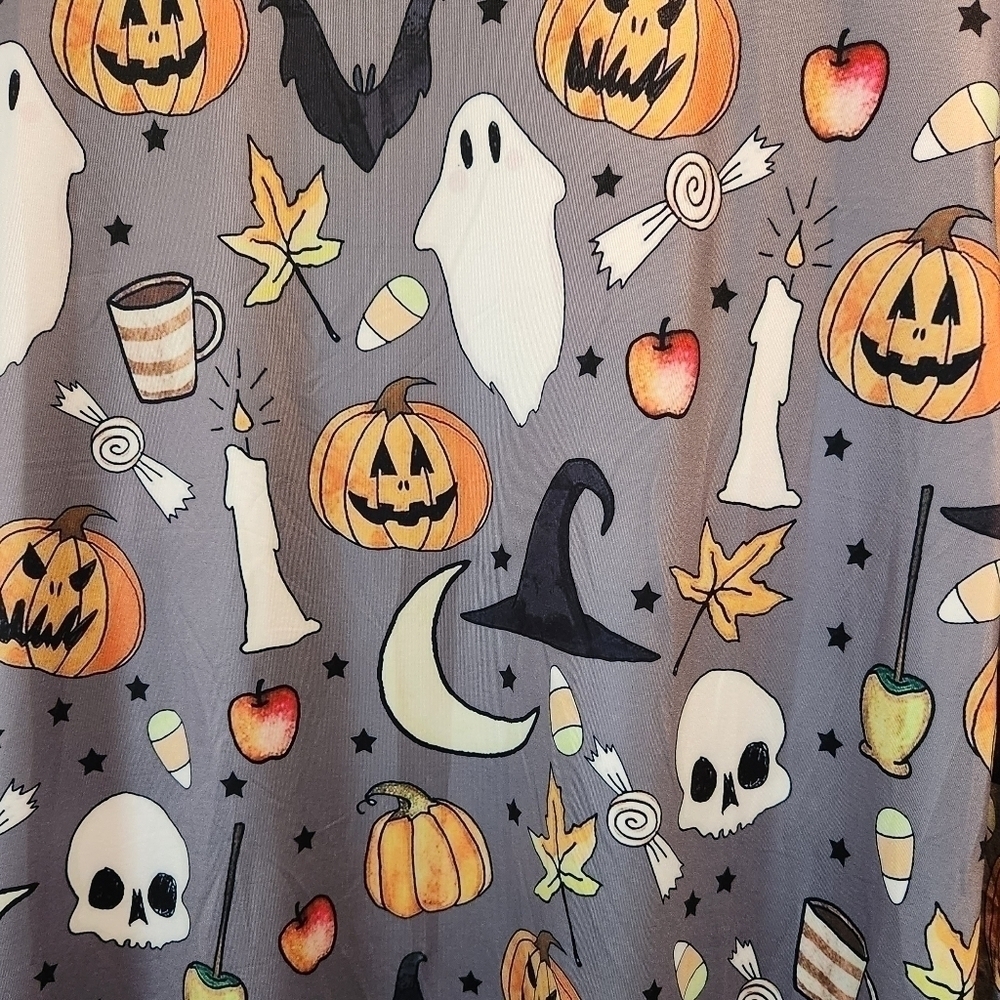 Halloween Open Front Long Cardigan Jacket (20 US) 4XL Gray, Black, White, Orange - Picture 5 of 8